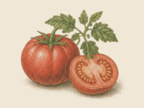 Illustration botanique de la tomate